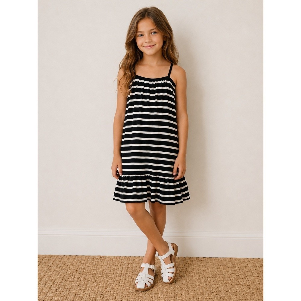 babyGap Navy Blue Striped Sundress 5T 100% Cotton Girls Ruffle Hem Cute Coastal